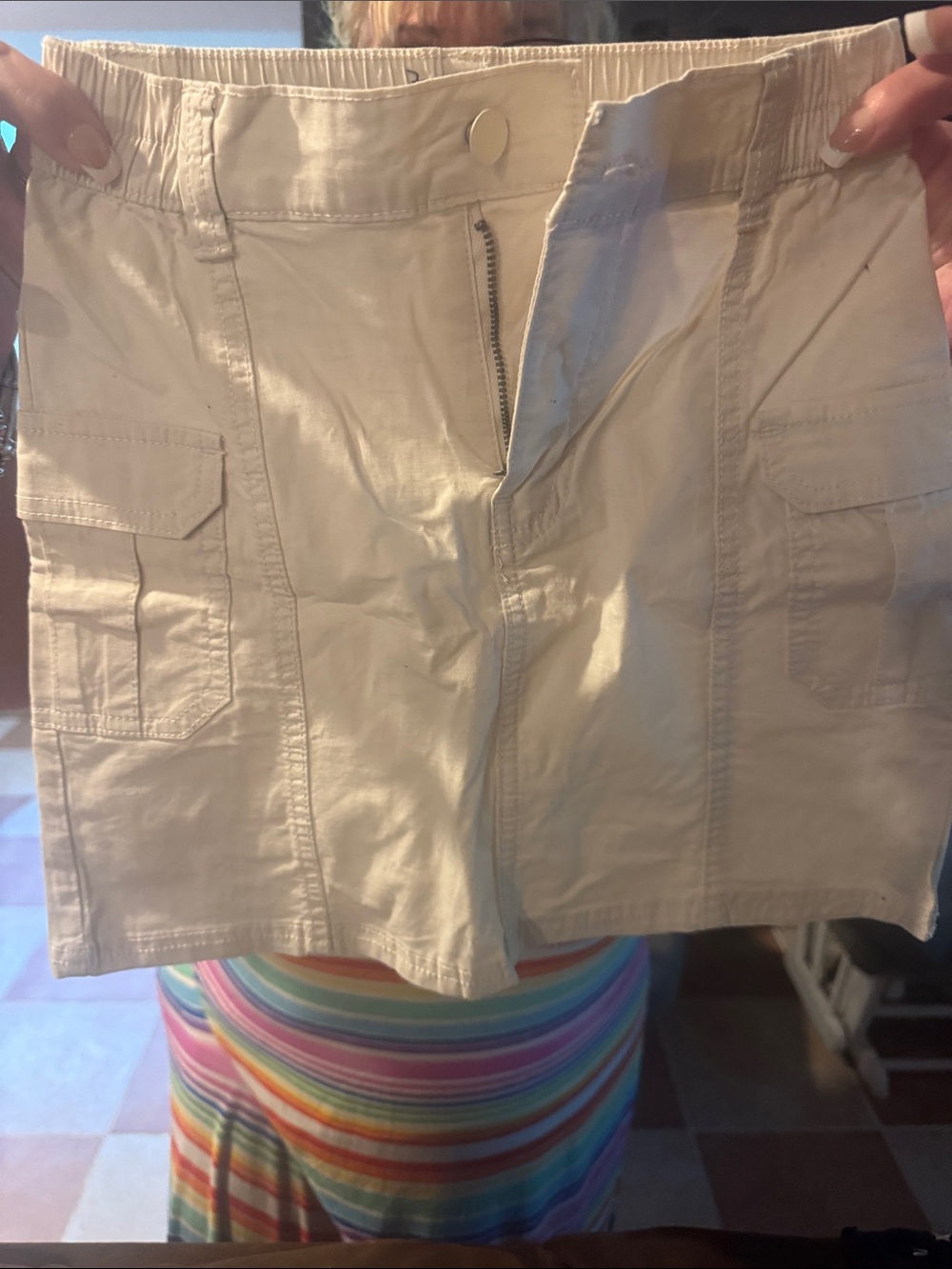 Primark Cream Cargo Shorts with Utility Pockets